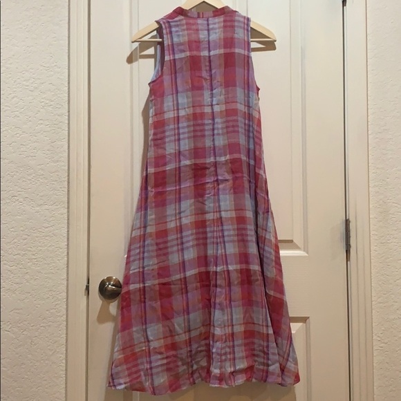 𝅺Anthropologie Pippa Swing Dress Plaid Cotton sleeveless High low summer small - Picture 8 of 8
